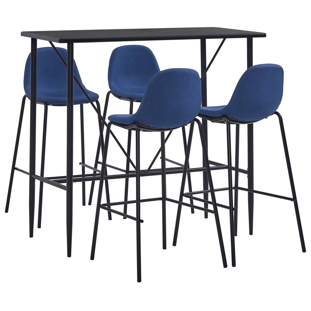 Set mobilier pentru bar din 5 piese, vidaXL, Tesatura, 120 x 60 x 110 cm Albastru/Negru