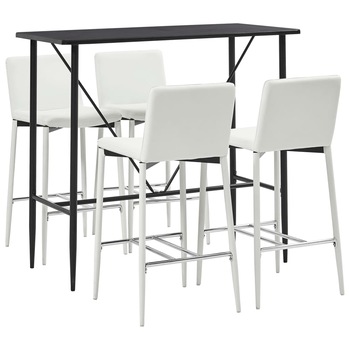 Set mobilier de bar din 5 piese, vidaXL, Piele artificiala, 120 x 60 x 110 cm Alb Set mobilier de bar din 5 piese, vidaXL, Piele artificiala, 120 x 60 x 110 cm Alb