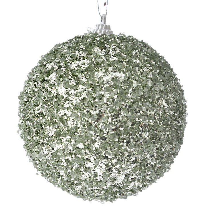 Set 3 globuri Craciun, green, cu glitter, 10 CM