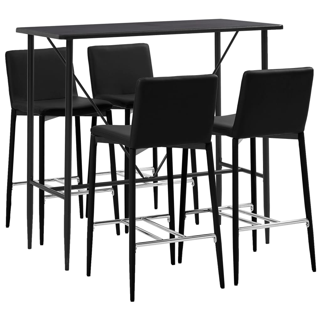Set mobilier de bar din 5 piese, vidaXL, Piele artificiala, 120 x 60 x 110 cm Maro