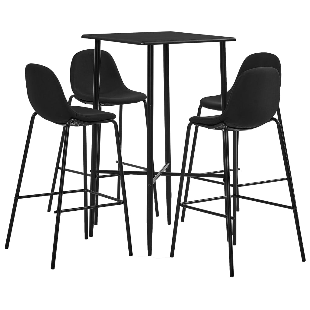 Set mobilier de bar din 5 piese, vidaXL, Tesatura, 60 x 60 x 111 cm Negru