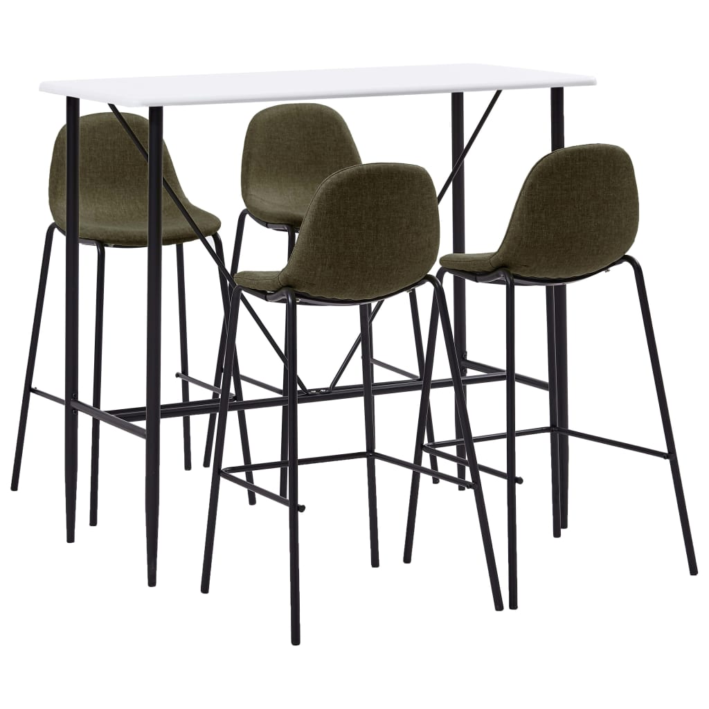 Set mobilier de bar din 5 piese, vidaXL, Tesatura, 120 x 60 x 110 cm Maro/Alb