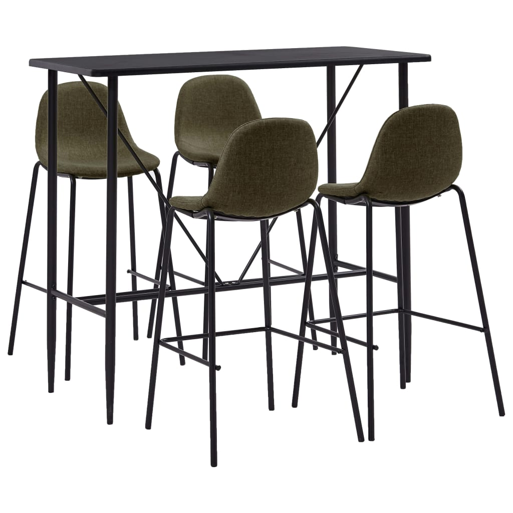 Set mobilier de bar din 5 piese, vidaXL, Tesatura, 120 x 60 x 110 cm Maro/Negru