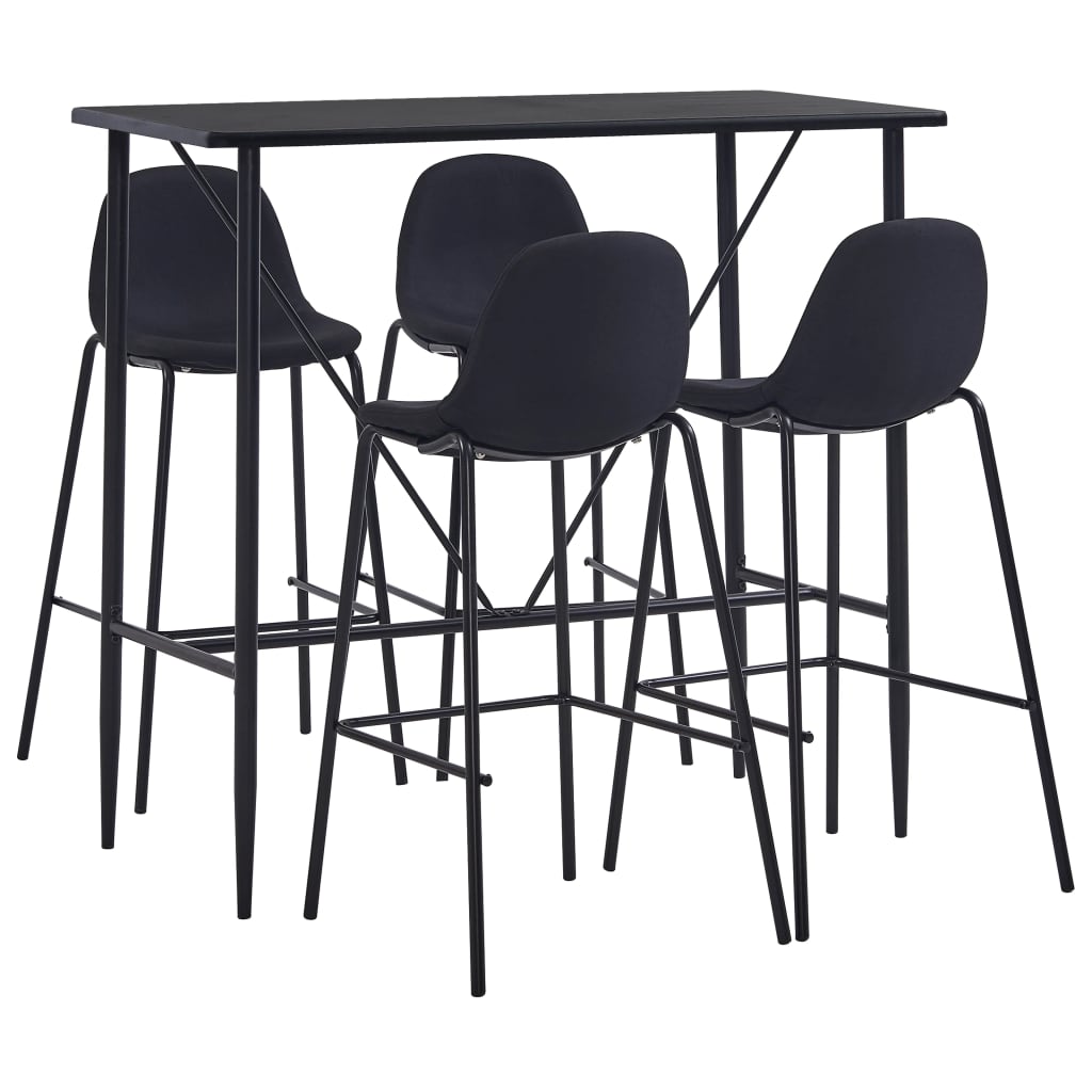 Set mobilier pentru bar din 5 piese, vidaXL, Tesatura, 120 x 60 x 110 cm Negru