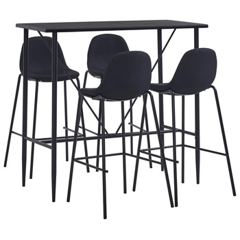 Set mobilier pentru bar din 5 piese, vidaXL, Tesatura, 120 x 60 x 110 cm Negru Set mobilier pentru bar din 5 piese, vidaXL, Tesatura, 120 x 60 x 110 cm Negru