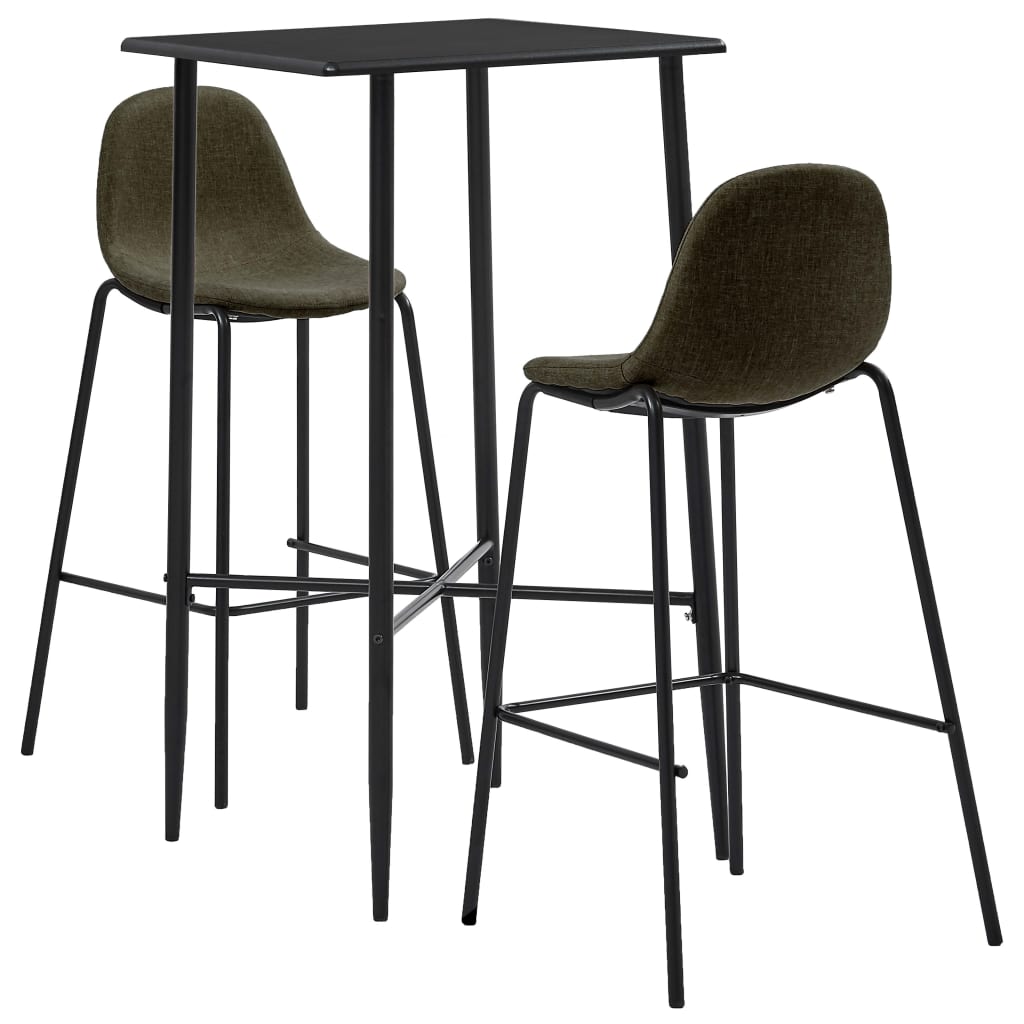Set mobilier de bar din 3 piese, vidaXL, Tesatura, 60 x 60 x 111 cm Maro/Negru