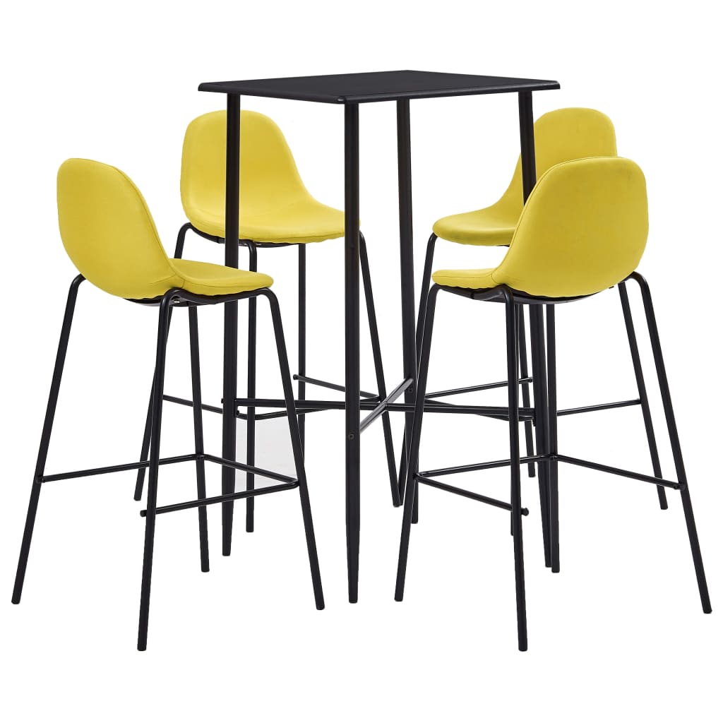 Set mobilier de bar din 5 piese, vidaXL, Tesatura, 60 x 60 x 111 cm Galben/Negru