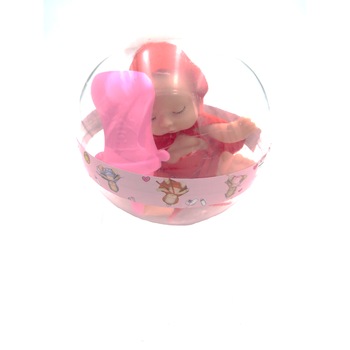 Glob plastic cu papusa , biberon ,rosu, BaBy Glob plastic cu papusa , biberon ,rosu, BaBy