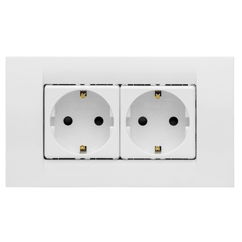 Priza dubla Gewiss 4M, pentru doza 4M, 16A, plastic, Alb Priza dubla Gewiss 4M, pentru doza 4M, 16A, plastic, Alb