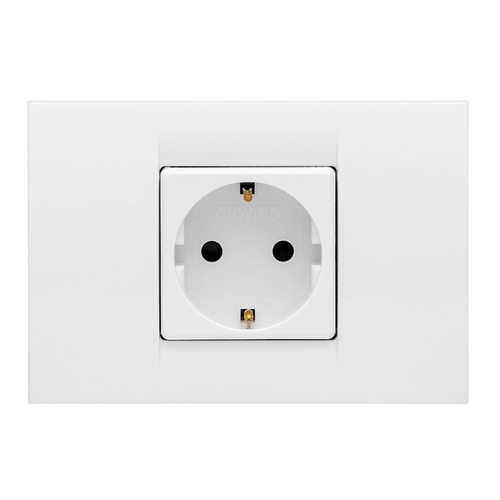 Контакт Gewiss 2M, 3M, 16A, Пластмаса, Единичен, Бял