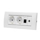 Priza dubla + TV + Internet Gewiss 6M, pentru doza 6M, 16A, RJ45 cat. 5E, plastic, Alb