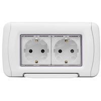 Priza dubla baie cu protectie Gewiss 4M, pentru doza 4M, 16A, IP55, plastic, Alb