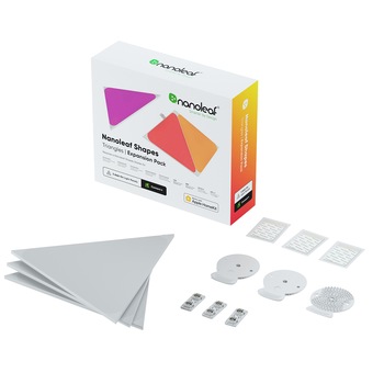 Panouri luminoase LED modulare inteligente Nanoleaf pentru extindere Kit Shapes Triangles, RGBW, 240 lm, 3 panouri Panouri luminoase LED modulare inteligente Nanoleaf pentru extindere Kit Shapes Triangles, RGBW, 240 lm, 3 panouri