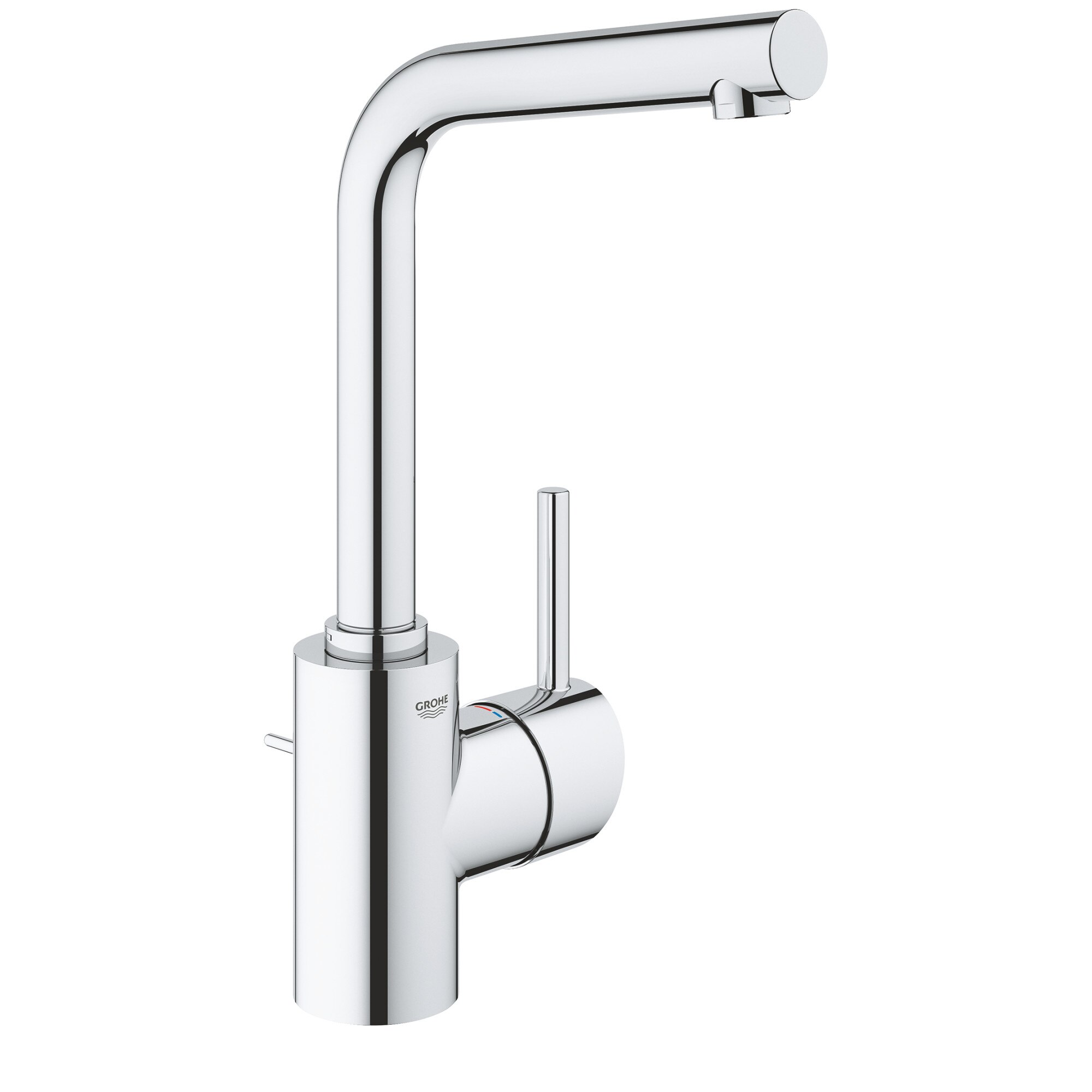 Baterie lavoar Grohe Concetto 23739002, 3/8'', marimea L, monocomanda, pivotanta, evacuare cu tija, crom