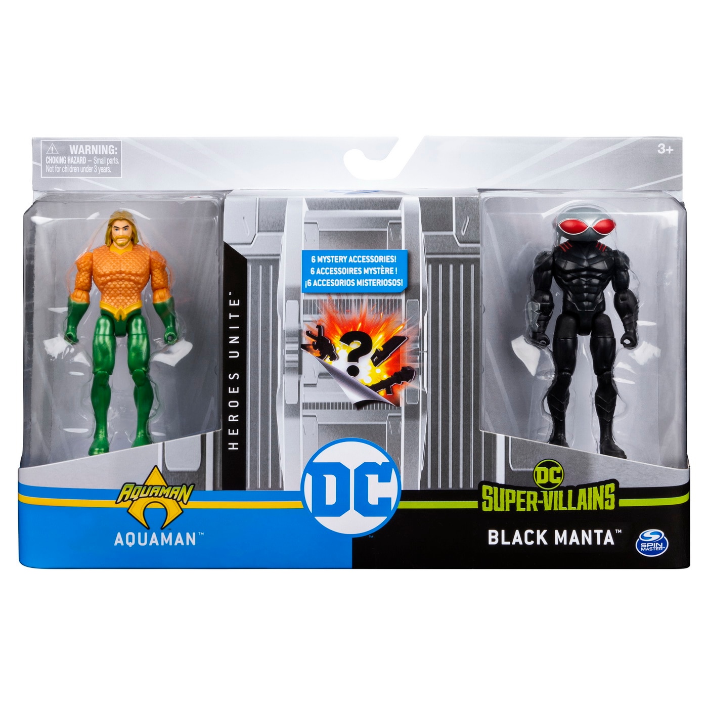 Set 2 figurine DC Comics - Aquaman si Black Manta, cu 6 accesorii surpriza, 10 cm