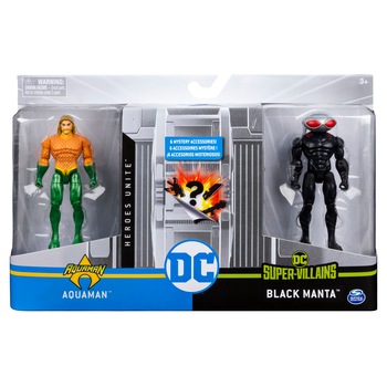 Set 2 figurine DC Comics - Aquaman si Black Manta, cu 6 accesorii surpriza, 10 cm Set 2 figurine DC Comics - Aquaman si Black Manta, cu 6 accesorii surpriza, 10 cm
