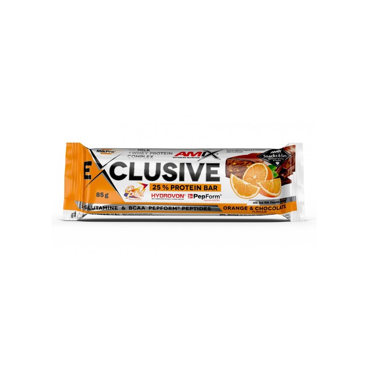 Baton Proteic Amix Exclusive Protein Bar Ciocolata Cu Portocale 0.085 Kg