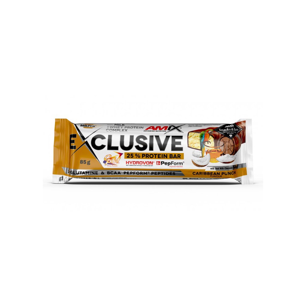 Baton Proteic Amix Exclusive Protein Bar Punch Caraibe 0.085 Kg