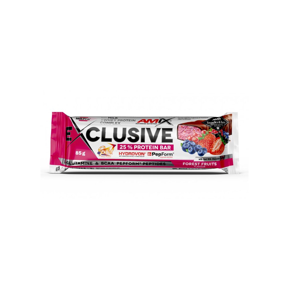Baton Proteic Amix Exclusive Protein Bar Fructe De Padure 0.085 Kg