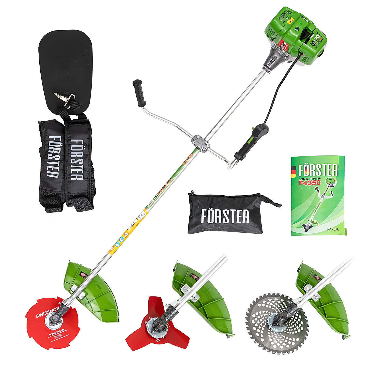 Motocoasa pe benzina Forster F4350, 4.3 kW, 9000 RPM, 415 mm, 4 sisteme taiere