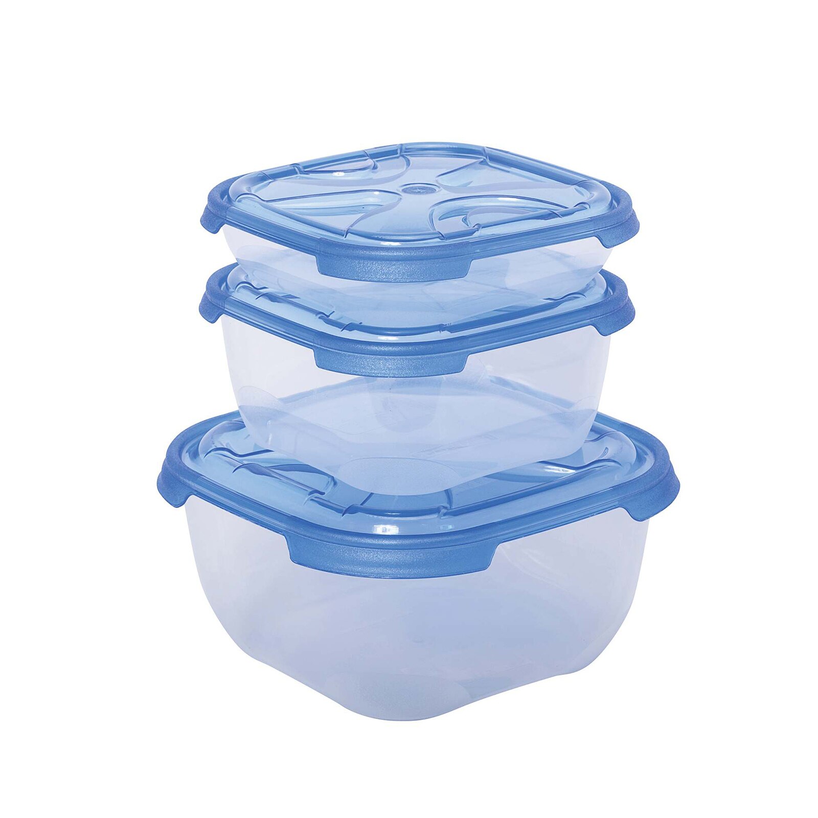 Set 3 cutii alimente, patrate, Fresco Keep Fresh 550 ml + 1,1 litri + 2,1 litri