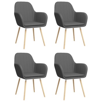 Set de 4 scaune de bucatarie, vidaXL, Tesatura, 56 x 59 x 85 cm Gri Set de 4 scaune de bucatarie, vidaXL, Tesatura, 56 x 59 x 85 cm Gri