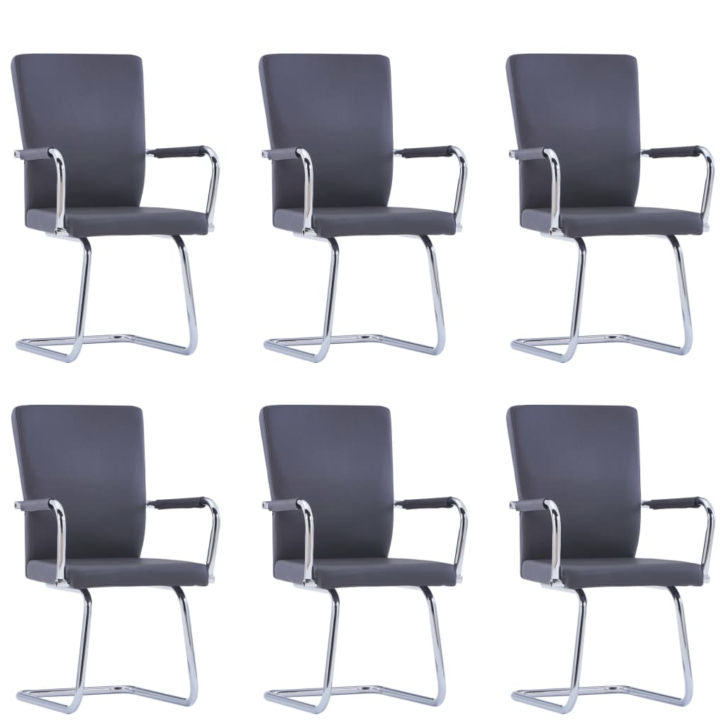 Set de 6 scaune de bucatarie consola, vidaXL, Piele artificiala, 52 x 54 x 92 cm Gri