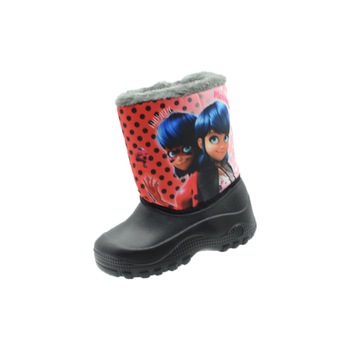 Cizme din spuma cu blanita pentru fete Setino Buburuza 860-749, Negru Cizme din spuma cu blanita pentru fete Setino Buburuza 860-749, Negru