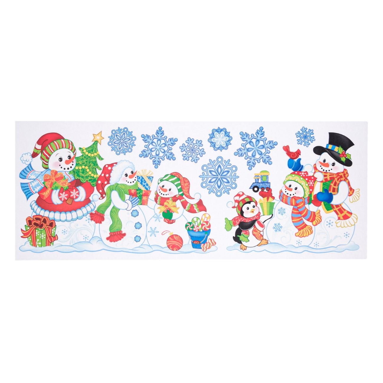 Stickere decorative cu desen personaje de Craciun, 21 x 60 cm