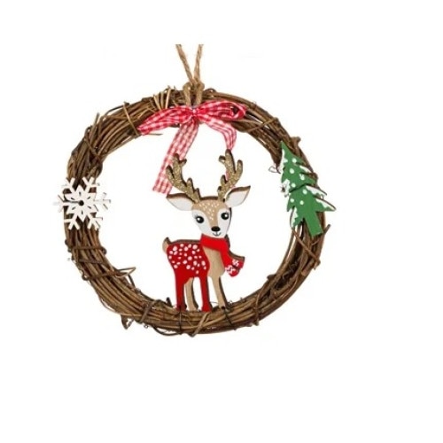 Coronita mica decorativa din lemn ren, 15 cm
