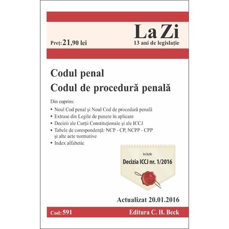 Codul Penal Si Codul De Procedura Penala Cod 591 Actualizat La 20 01 2016 Emag Ro