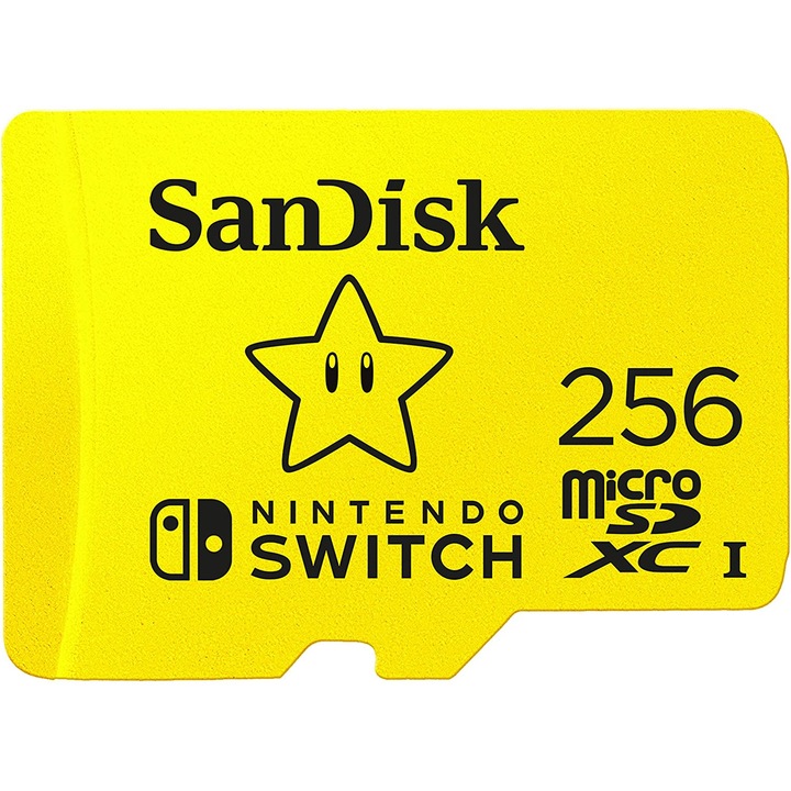 Card de memorie SanDisk micro SDXC pentru Nitendo Switch, 256 GB, U3, Class 10, 100 Mb/s