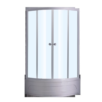 Cabina dus semirotunda cu cadita, Kroner Round New, profil alb si geam transparent, 90 x 90 x 200 cm Cabina dus semirotunda cu cadita, Kroner Round New, profil alb si geam transparent, 90 x 90 x 200 cm