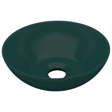 Chiuveta de baie, verde inchis, ceramica, rotund, Universal si Frumos, Greutate 3,3 - 241506