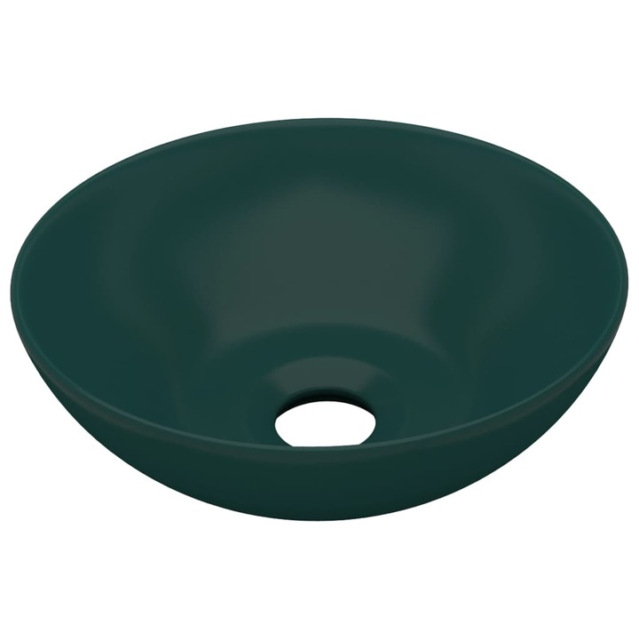 Chiuveta de baie, verde inchis, ceramica, rotund, Universal si Frumos, Greutate 3,3 - 241506