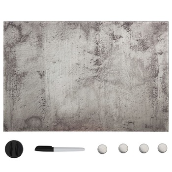 Set tabla magnetica de perete cu magneti, burete si marker, vidaXL, Sticla securizata, Gri, 50 x 30 cm Set tabla magnetica de perete cu magneti, burete si marker, vidaXL, Sticla securizata, Gri, 50 x 30 cm