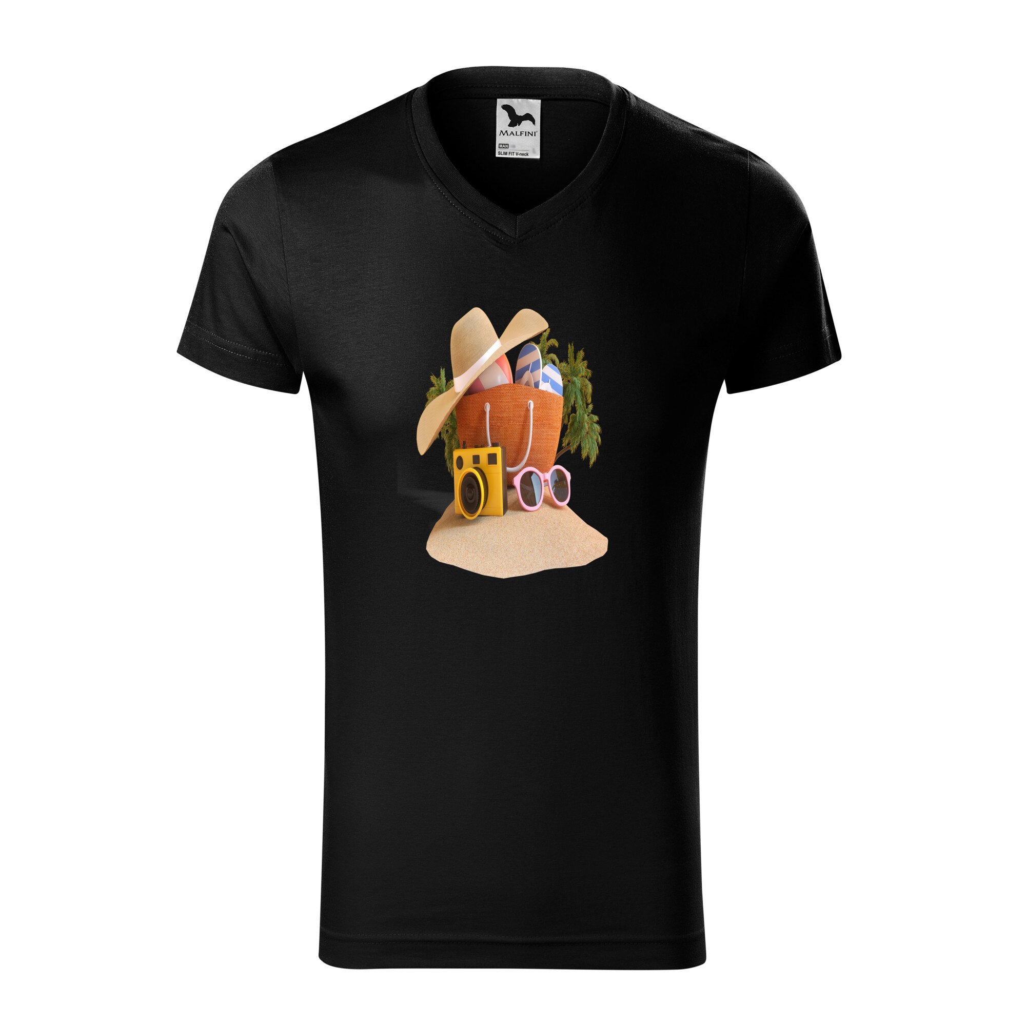 Tricou barbati, Malfini, Beach Lover, Negru, 2XL