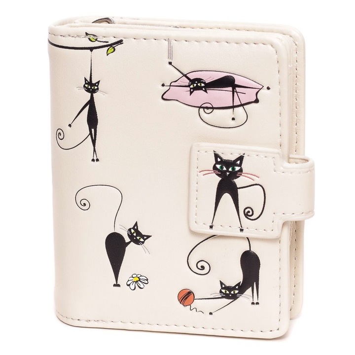 Portofel dama, Shagwear, Piele, 9.5x11.5x3 cm, Bej