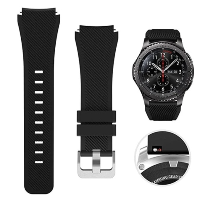 Szilikon óraszíj – okosóra pótszíj 20mm Fekete