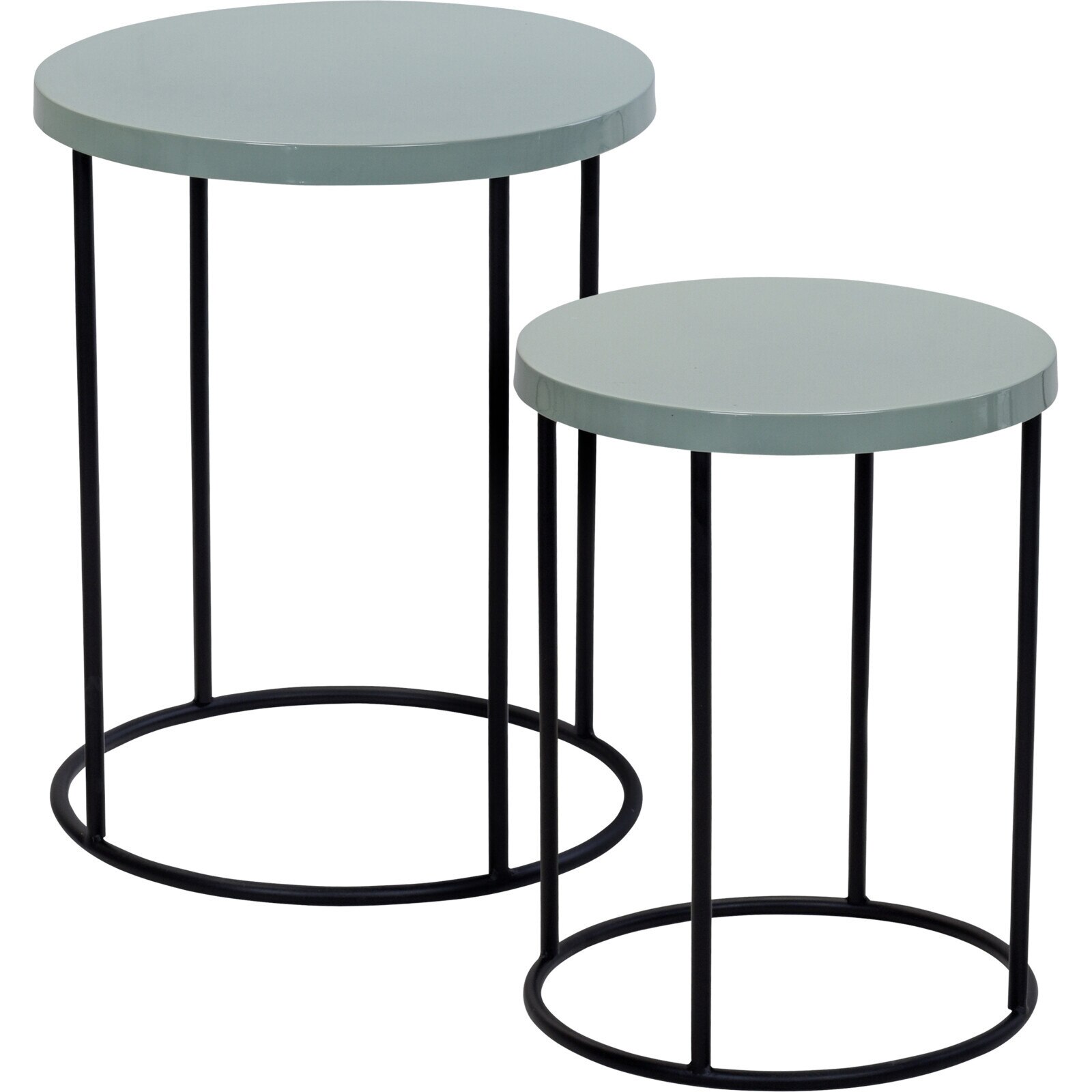 Set 2 mese masa mare diametru 40cmX50cm, masa mica diametru 36cmX45CM, top verde deschis, picioare negre