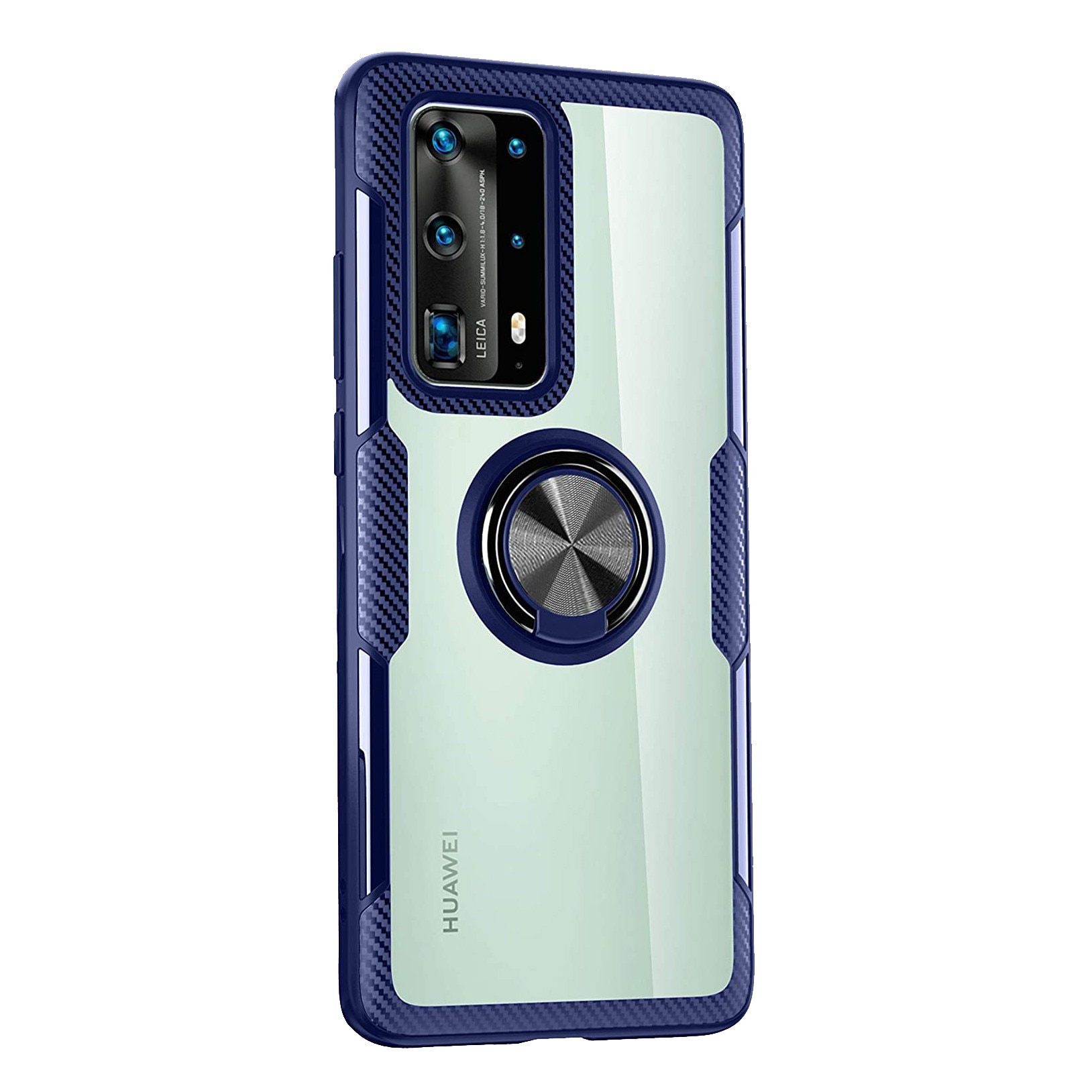 Husa Huawei P40 PRO, Hybrid Antisoc, carcasa cu inel rotativ 360 si Kickstand, Blue