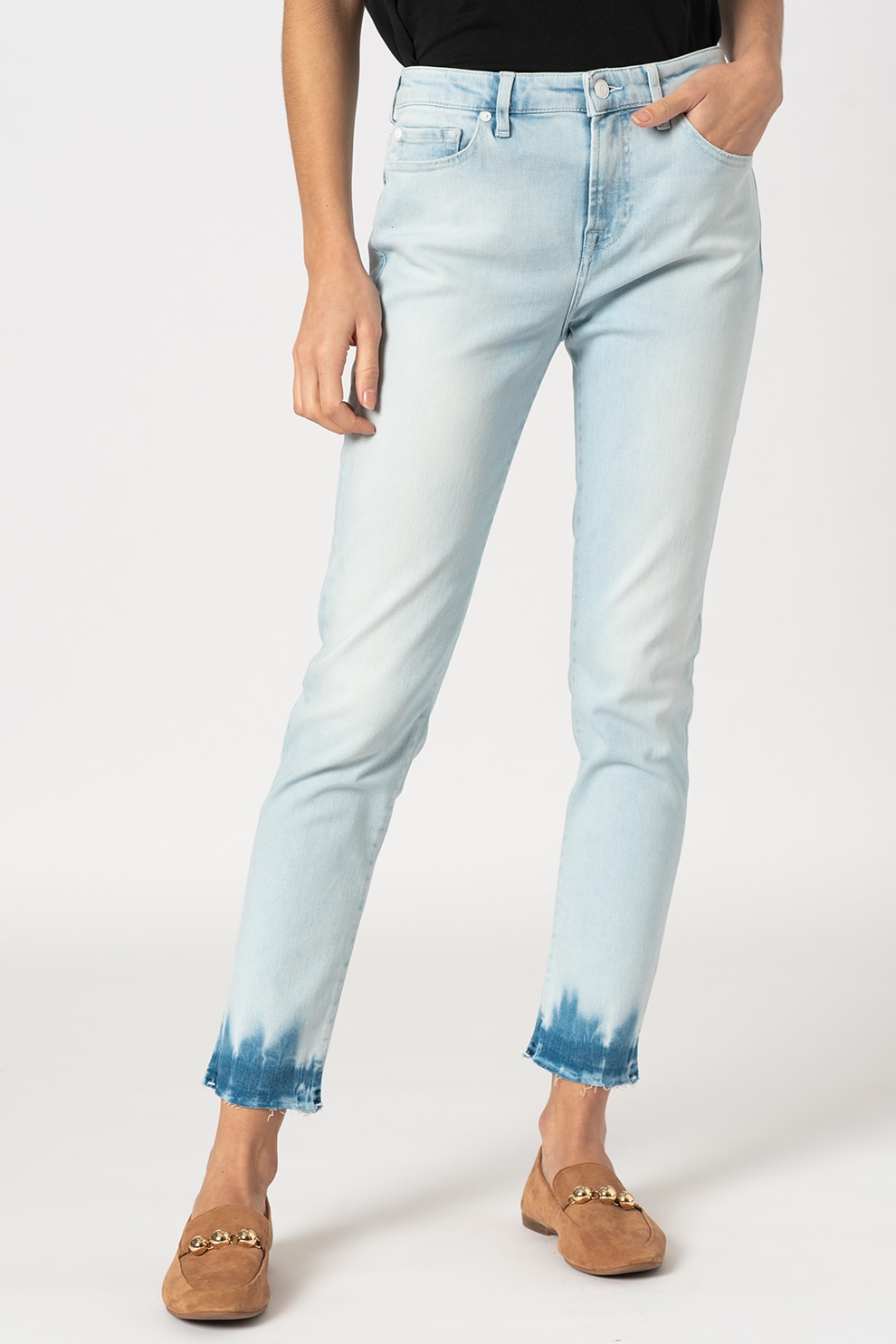 7 for all mankind, Blugi crop slim fit, Albastru deschis