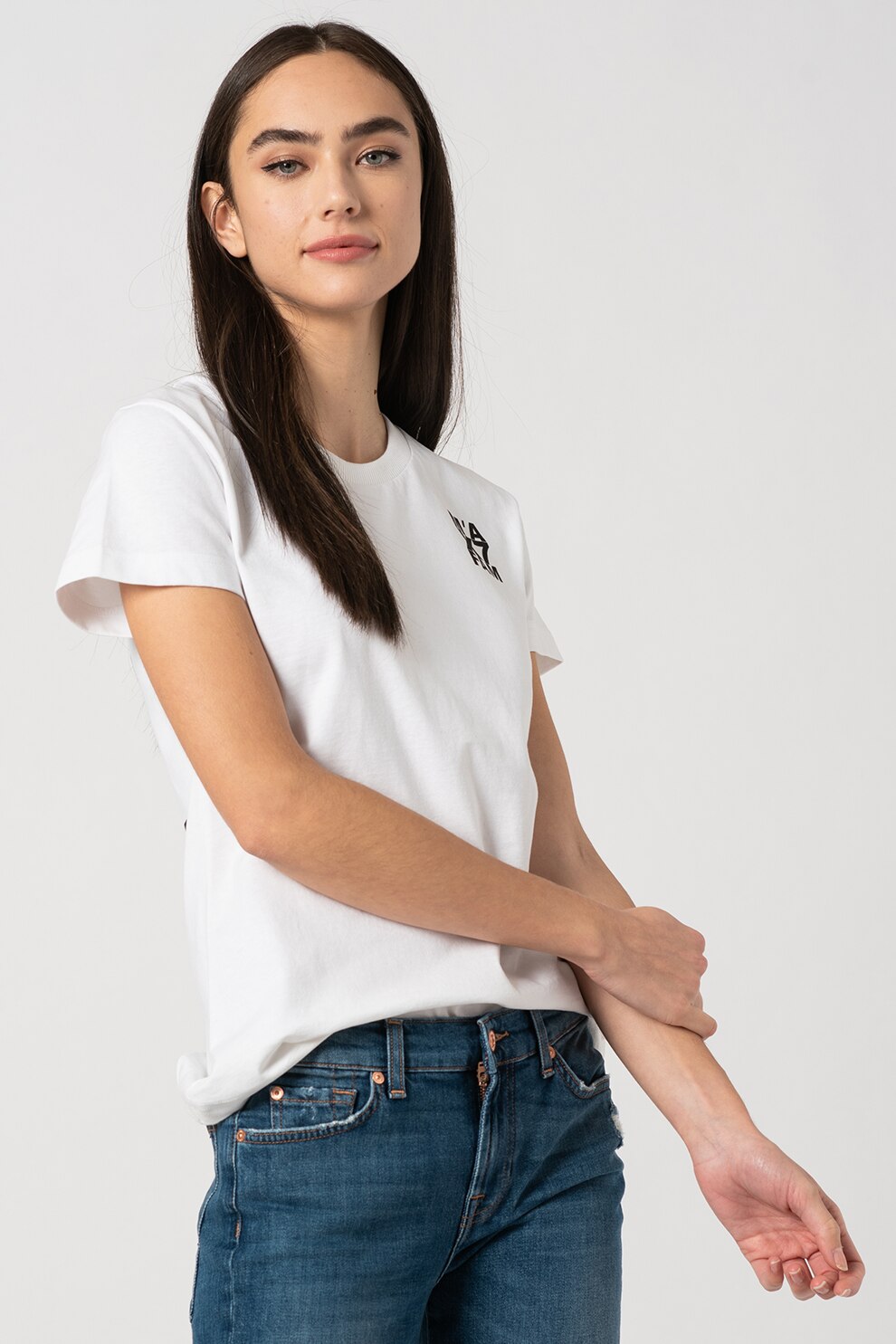 7 for all mankind, Tricou cu imprimeu logo, Alb/Negru