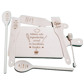 Set cadou 7 piese de bucatarie personalizate  Set cadou 7 piese de bucatarie personalizate