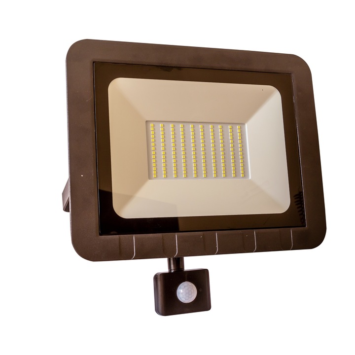 Proiector led 100W (750W) GELUX senzor, IP65 slim body, negru, multiled, lumina rece