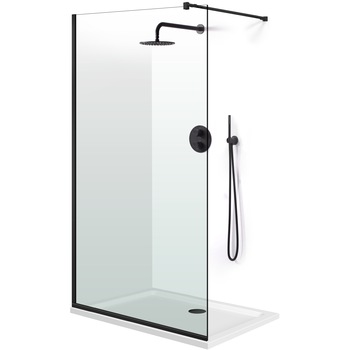 Paravan dus walk-in, AQUA CLASS BLACK, 100 x 195 cm, sticla clara, profil negru mat Paravan dus walk-in, AQUA CLASS BLACK, 100 x 195 cm, sticla clara, profil negru mat