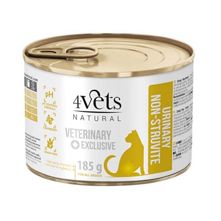 4Vets Natural Veterinary Exclusive Urinary 185g húgyúti betegségben szenvedő macskáknak
