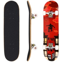 Skateboard Ancheer, ABEC-7, 79×20cm, Maple Wood, Rosu