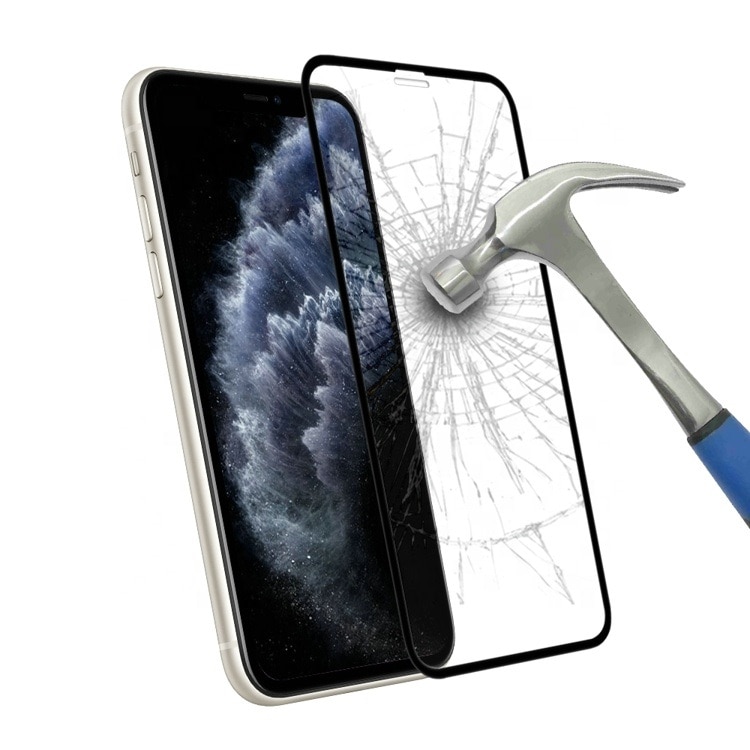 Folie protectie Premium compatibila cu iPhone XR, iPhone 11, Full Cover Black 6D, Full Glue, Sticla securizata, transparent negru