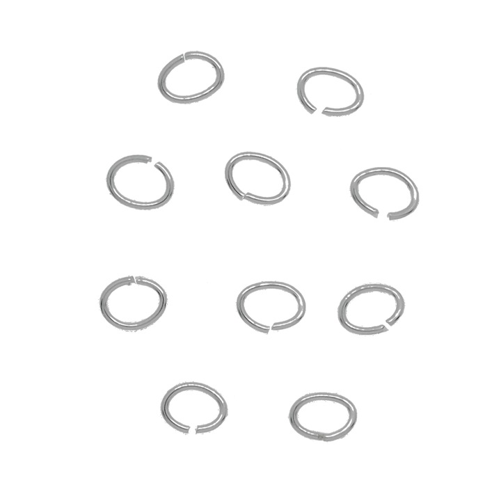 Dras CV100 karika szett, ovális, 6x5 mm, Φ 0,8mm, ezüst, 10 darab